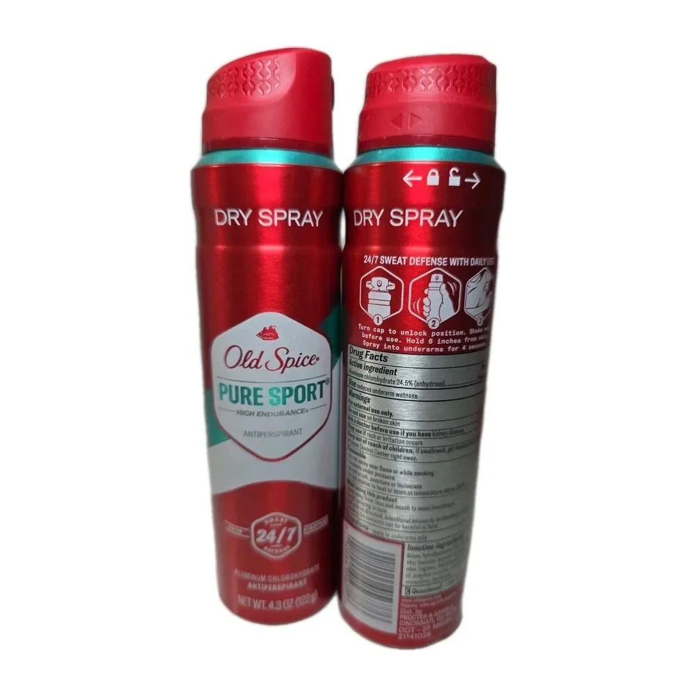 Old Spice Pure Sport Dry Spray Antiperspirant 4.3 oz 2-Pack High Endurance‎ 24/7